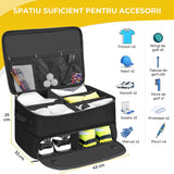Organizator Portbagaj Auto Elindor® cu 2 Niveluri, Spatii pentru Pantofi, Haine si Accesorii, Negru