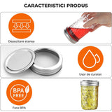 Set 6 Borcane din Sticla Elindor® cu Capac Ermetic, Borcan 240 ml Ideal pentru Miere, Dulceata, Condimente, Cafea, Zahar si pentru Fermentare Muraturi, Capace Metalice, Recipient Depozitare in Bucatarie, Transparent