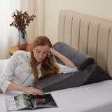 Set 3 Perne Ortopedice Elindor® pentru Pat, Perna Spuma cu Memorie, Hipoalergenica, Suport Spate, Picioare, Genunchi, Post-Operator, Anti-Reflux, Antisforait, Antirid, Hipoalergenic Huse Bumbac Aspect Catifea, Pliabile, Reglabile 23-30 cm, Gri