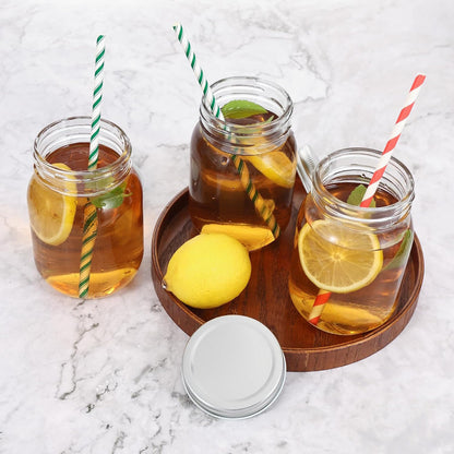 Set 6 Borcane din Sticla Elindor® cu Capac Ermetic, Borcan 500 ml Ideal pentru Miere, Dulceata, Condimente, Cafea, Zahar si pentru Fermentare Muraturi, Capace Metalice, Recipient Depozitare in Bucatarie, Transparent