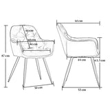 Set 2 Scaune Elindor® Ergonomice, Design Modern si Elegant, Scaun cu Spatar si cu Manere, din Catifea cu Picioare Metalice Negre, Potrivite pentru Living, Bucatarie, Birou, Dormitor, Latime Sezut 49 cm, 61 x 60 x 87 cm, Negru