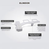 Bideu Retractabil Elindor® pentru Toaleta cu Functie de Auto Curatare, Buton Control de Presiune, pentru Igiena Personala, Apa Calda si Rece, Non Electric, Kit Accesorii WC, Sistem Bidet pentru Colac si Capac de Toalete, Set pentru Baie, Alb / Negru