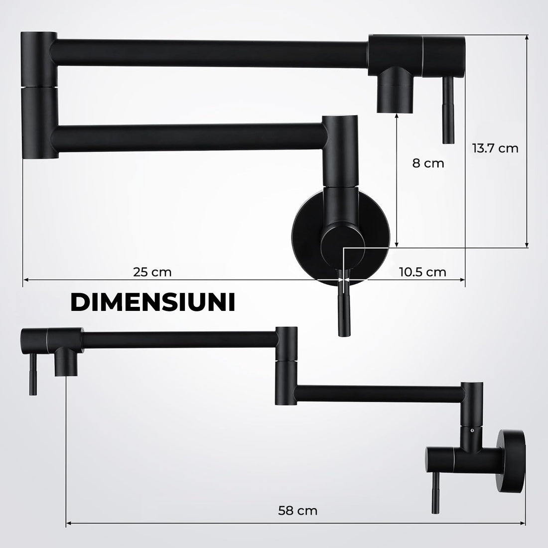 Baterie Bucatarie Elindor®,Pipa Extensibila, Design Modern, Negru Mat