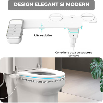 Bideu Retractabil pentru Toaletă cu Auto-Curățare, Control de Presiune, Igienă Personală, Gri