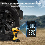 Compresor Auto Portabil Elindor® 160 PSI, Alimentare Dubla AC/DC, Galben