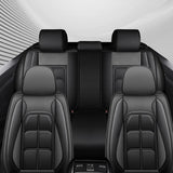 Set 5 Huse Gri Deschis, Scaune de Masina Elindor®, Huse Auto Piele, Impermeabile, Universale, Protectie Scaun Fata si Spate, Montaj Rapid, Accesorii Masina Interior