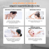 Para Dus cu Filtru 15 Straturi Elindor® Elimina Clor, Metale Grele, Impuritati, 4 Tipuri Jet, Perie Masaj Silicon, Furtun 1,5 m, Instalare Rapida, Pachet Complet cu Garnituri si Banda Etansare, Gri