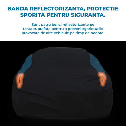 Prelata Auto Premium Elindor® Impermeabila, Antigrindina, Protectie UV Anti Soare , Praf si Zapada, Husa Auto Exterior Universala pentru Masina, Marime Hatchback M 382*165*120 cm, Negru