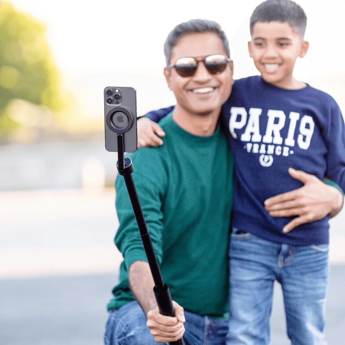 Trepied Magsafe Elindor® pentru iPhone, Selfie Stick, Telecomanda Bluetooth, Negru