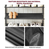 Organizator pentru Pantofi Elindor® Pantofar cu 5 Nivele Mari, Fara Gauri, Suport Metalic pentru Papuci, Dulap Hol, Dormitor, Economisire Spatiu, Depozitare Incaltaminte, 75 x 30 x 91 cm, Negru/Maro