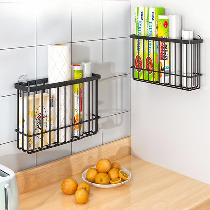 Set 2 Rafturi Elindor® Negre, Raft Suspendat cu Adeziv Slim, pentru Depozitare pentru Bucatarie, Camara sau Birou, Etajera Practica cu Design Aerisit, Usor de Asamblat, Perfecta pentru Organizare Produse de Curatenie, Polita Produse Diverse, Negru