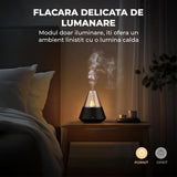 Difuzor de Ulei Esential Elindor® Aromaterapie, Umidificator de Aer, Aparat cu Rezervor 150ml, Capac Fumuriu, Oprire Automata, Ultrasonic, Lumina Ambientala Tip Lumanare, 2 Moduri Functionare, 25 dB, Aria de Acoperire 20 m², Negru