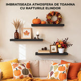 Set 3 Rafturi Elindor® Negre, Raft Suspendat de Depozitare, Mobila Bucatarie, Dormitor, Baie sau Birou, Etajera Practica cu Design Aerisit, Usor de Asamblat, Perfecta pentru Organizare Carti, Vesela, Condimente, Polita Produse Diverse, 40 x 17 x 1.5 cm