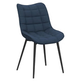 Set 2 Scaune Elindor® Ergonomice, Design Contemporan, Scaun cu Spatar si fara Manere, din Catifea cu Picioare Metalice Negre, Potrivite pentru Living, Bucatarie, Birou, Dormitor, Latime Sezut 46 cm, 85.5 x 45 x 42 cm, Albastru Marin