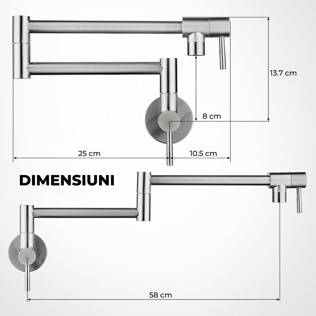 Baterie Bucatarie Elindor®,Pipa Extensibila, Design Modern, Argintiu
