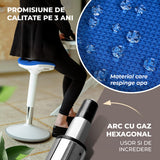Scaun Ergonomic Elindor® cu Rotatie Libera, fara Spatar si Manere, Design Compact, Tapitat cu Burete Moale, cu Picior Metalic, Potrivite pentru Bucatarie, Birou, Medici, Inaltime Ajustabila 48-63 cm, Albastru