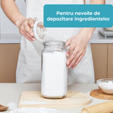 Set 3 Borcane Sticla 2.3L Elindor®, Capace Groase , Depozitare Etansa pentru Alimente, Transparent