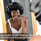 Bonetă din Satin Elindor® cu Bandă Reglabilă pentru Noapte, Negru