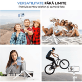 Trepied foto telescopic, universal pentru telefon/cameră/GoPro, Bluetooth, ajustabil, alb