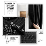 Set 20 Accesorii Baie Elindor® Include Cos de Gunoi, Set Perie WC, Suport Periuta Dinti, Pahar, Dozator Sapun, Sapuniera, Perdea Dus, 12 Carlige, Accesorii pentru Uz Casnic, Comercial, Rulote, Negru