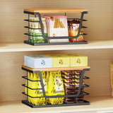 Set 2 Cosuri Depozitare Elindor® cu Capac, Organizator Metalic pentru Bucatarie si Baie, Organizatoare Stivuibile Dulap, Cutii pentru Camara, Baie, Bar, Birou, Cos Multifunctional, Separator Fructe, Legume, Parfumuri, Creme, Bambus