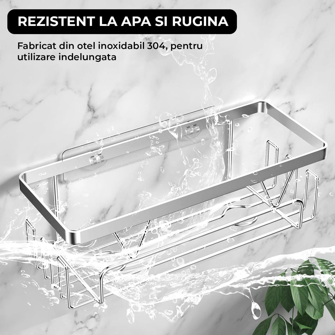 Set 3 Rafturi Elindor® pentru Duș, din Oțel Inoxidabil, Adeziv Puternic, Gri