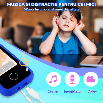 Telefon de jucărie Elindor®, pentru copii, cu funcții educative, albastru