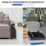 Căruț Pliabil Elindor® 227 KG, cu 6 Roți, 2 Corzi Elastice, Negru