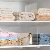 Set 4 separatoare acrilice Elindor®, de 30 cm pentru rafturi, organizator pentru haine, genti si prosoape, montaj rapid fara scule, pentru rafturi de pana la 2.4 cm grosime, Organizatoare baie, lazi, acte, camara, Transparent, Plastic