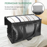 Set 6 Genți Depozitare Elindor® Supradimensionate, cu Mânere Întărite, Negru