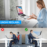 Suport Laptop Ergonomic Reglabil, Bază Rotativă 360°, Aluminiu și Silicon, Pliabil, 10-17”, Argintiu