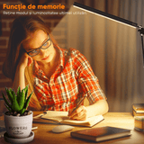 Lampă LED Birou, 3 Moduri Lumină, 10 Nivele Intensitate, USB, Clema Metalică, Ajustabilă, Aluminiu, 12W, Negru