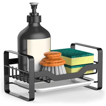 Suport Burete Vase Multifuncțional, Oțel Inoxidabil, cu Tava Detașabilă, Negru