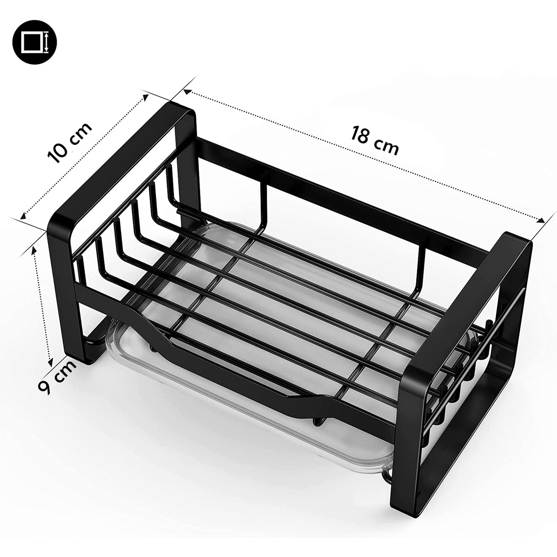 Suport Burete Vase Multifuncțional, Oțel Inoxidabil, cu Tava Detașabilă, Negru