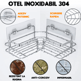 Raft de Duș Colțar, Organizator Baie, Oțel Inoxidabil, 2 Rafturi, Argintiu