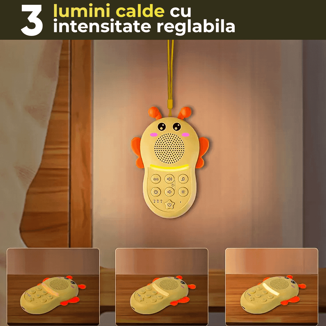 Dispozitiv Sunete Albe, 16 Sunete HD, Portabil, Reîncărcabil, Timer, Lumină de Veghe, 1200 mAh