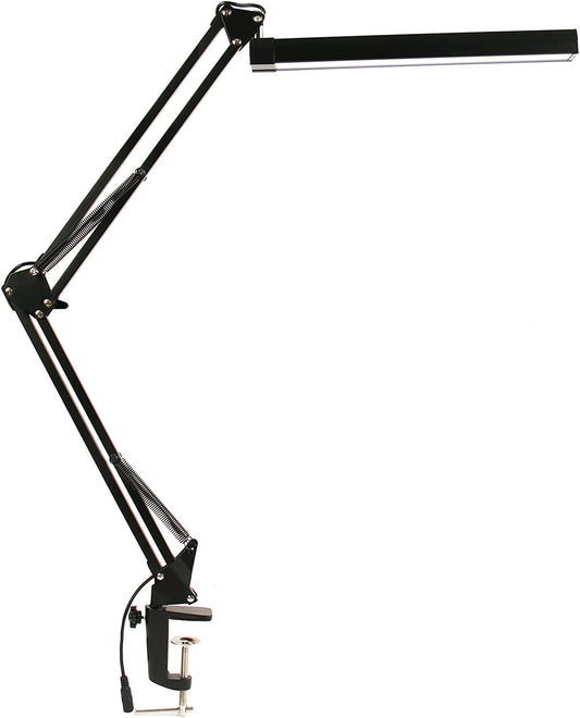Lampă LED Birou, 3 Moduri Lumină, 10 Nivele Intensitate, USB, Clema Metalică, Ajustabilă, Aluminiu, 12W, Negru
