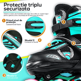 Role Reglabile L 38-41, Roți Luminoase Silicon, Rulmenți ABEC-7, Turcoaz