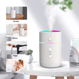 Mini Umidificator Aer cu Difuzor Aromaterapie, LED, Portabil, USB, 220 ml, 2 Moduri, Alb