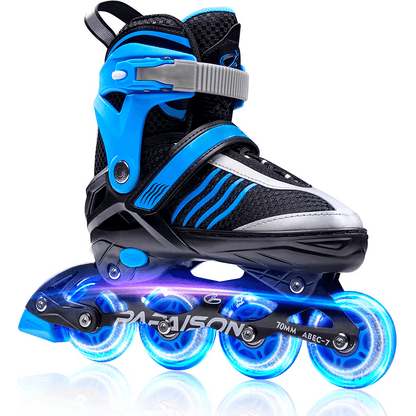 Role Reglabile S 28-31, Roți Luminoase Silicon, Rulmenți ABEC-7, Albastru