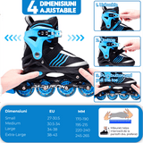 Role Reglabile S 28-31, Roți Luminoase Silicon, Rulmenți ABEC-7, Albastru