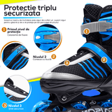 Role Reglabile S 28-31, Roți Luminoase Silicon, Rulmenți ABEC-7, Albastru