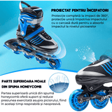 Role Reglabile M 32-35, Roți Luminoase Silicon, Rulmenți ABEC-7, Albastru