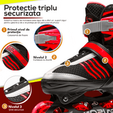 Role Reglabile S 28-31, Roți Luminoase Silicon, Rulmenți ABEC-7, Roșu