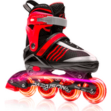 Role Reglabile M 32-35, Roți Luminoase Silicon, Rulmenți ABEC-7, Roșu