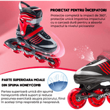 Role Reglabile L 36-39, Roți Luminoase Silicon, Rulmenți ABEC-7, Roșu