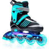 Role Reglabile L 36-39, Roți Luminoase Silicon, Rulmenți ABEC-7, Turcoaz