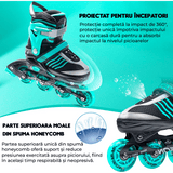 Role Reglabile L 36-39, Roți Luminoase Silicon, Rulmenți ABEC-7, Turcoaz