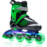 Role Reglabile S 28-31, Roți Luminoase Silicon, Rulmenți ABEC-7, Verde