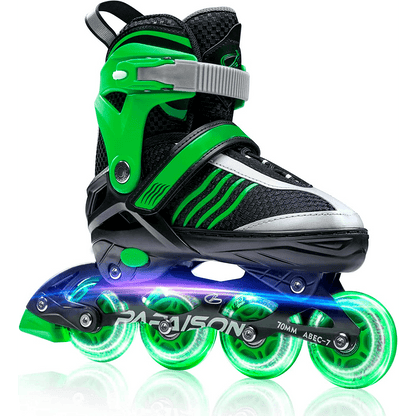 Role Reglabile S 28-31, Roți Luminoase Silicon, Rulmenți ABEC-7, Verde